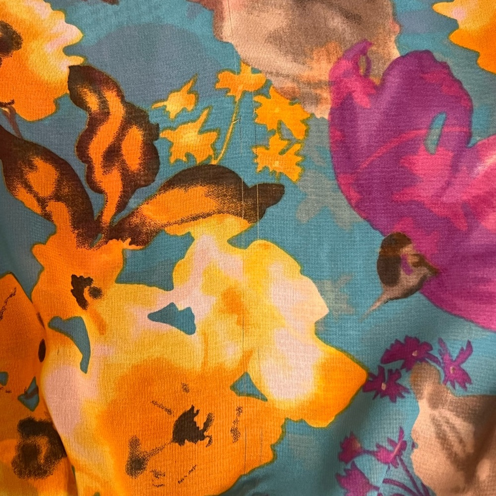 Pleione Floral Flower Blouse Top Blue Purple Nordstrom Women's Small - Picture 8 of 9